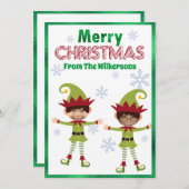 Grappige jongen elfen aangepaste kinderfoto's vrol feestdagenkaart (Voorkant / Achterkant)