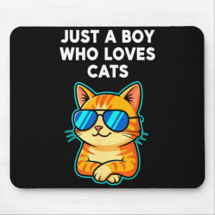 Grappige Jongen Houdt Van Katten Muismat