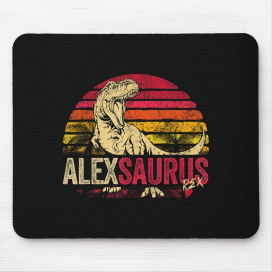 Grappige Jongens Alex Saurus Dinosaurus Rex Naam Muismat (Voorkant)