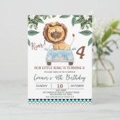 Grappige jongens brullen leeuw kroonkoning 4e verj kaart (Staand voorkant)