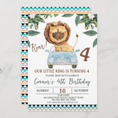 Grappige jongens brullen leeuw kroonkoning 4e verj kaart (Voorkant / Achterkant)