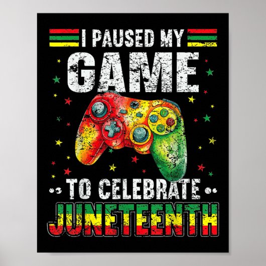 Grappige Jongens Gamer Juneteenth Zwarte Kinderen Poster (Voorkant)