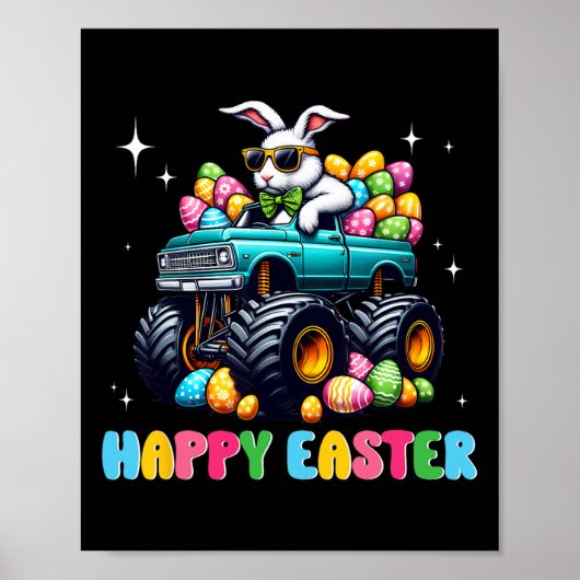 Grappige Jongens Happy Easter Monster Truck Easter Poster (Voorkant)