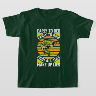 Grappige jongens vissen leugens woordkunst t-shirt