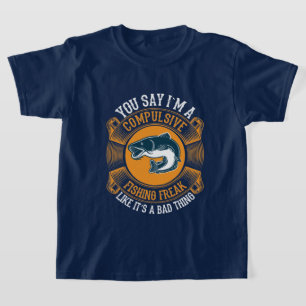 Grappige jongens vissen woord kunst t-shirt