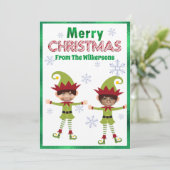 Grappige jongenskabouters Aangepaste kinderfoto's  Feestdagenkaart (Staand voorkant)