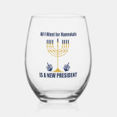 Grappige Joodse anti Trump politieke Chanoeka Wijnglas Zonder Voet (Voorkant)