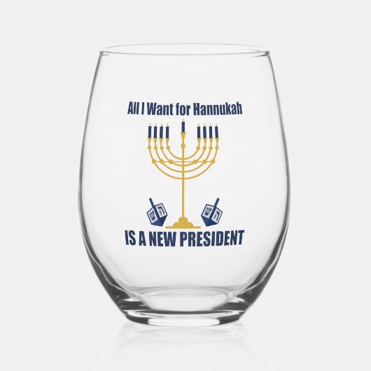 Grappige Joodse anti Trump politieke Chanoeka Wijnglas Zonder Voet (Voorkant)