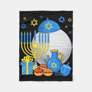 Grappige Joodse Golfbal Menora Gelukkig Hanukkah C Fleece Deken