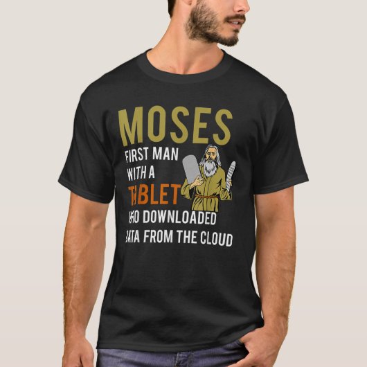 Grappige Joodse Pesach Mozes Tablet Data Cloud Com T-shirt (Voorkant)