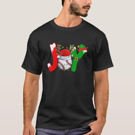 Grappige Joy Baseball Santa Hat Rendier Christmas  T-shirt (Voorkant)