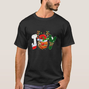 Grappige Joy Basketball Santa Hat Rendier Kerstmis T-shirt