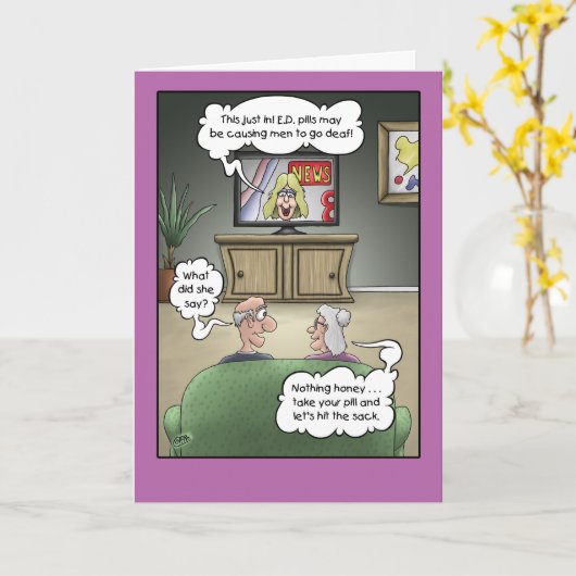 Grappige Jubileum Kaarten: Harde van het gehoor Kaart (Gele Bloem)