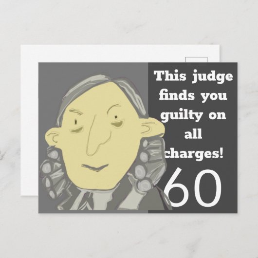 Grappige Judge doodle 60 is een oude verjaardagska Briefkaart (Voorkant / Achterkant)