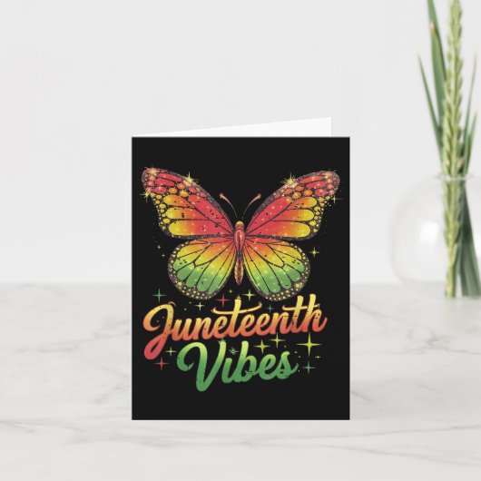Grappige Juneteenth Vibes 1865 Butterfly Black Que Kaart (Voorkant)