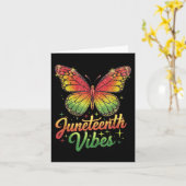 Grappige Juneteenth Vibes 1865 Butterfly Black Que Kaart (Gele Bloem)