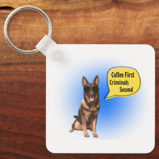 Grappige K9 sleutelhanger koffie en criminelen