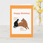 Grappige Kaart met hond en kat. (Gele Bloem)