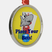Grappige kaart Shark Gambling Cartoon met Poker Ch Metalen Ornament (Rechts)