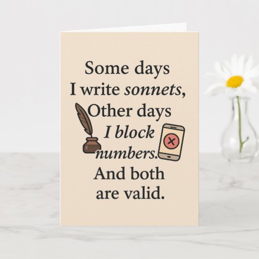 Grappige kaart - Sommige dagen schrijf ik sonnette (Kleine Plant)