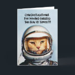 Grappige Kaart van 18 jaar<br><div class="desc">Grappig 18e verjaardag Wenskaart voor een 18-jarige met retro NASA ruimtekat</div>