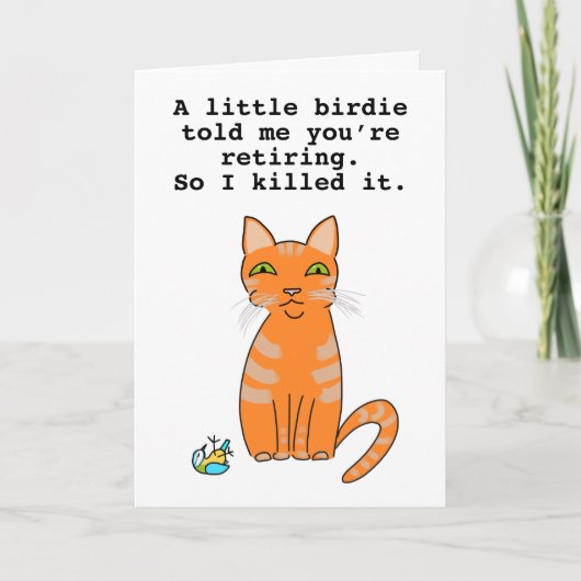 Grappige kaart voor de gepensioneerde rode kat (Voorkant)