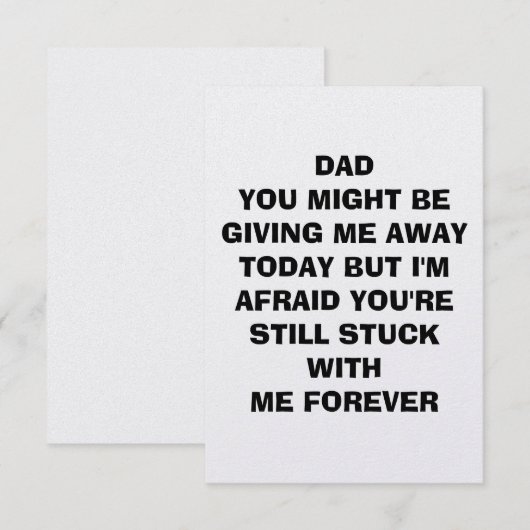 Grappige kaart voor vader op trouwdag (Voorkant / Achterkant)