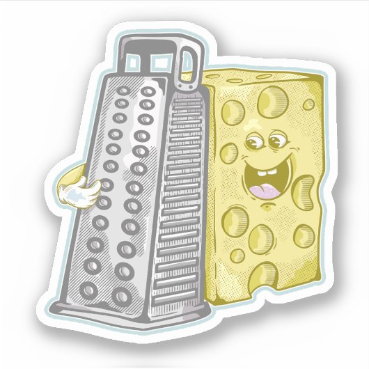 Grappige kaas en kaas rasp sticker (Voorkant)