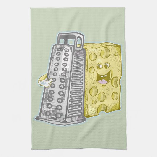 Grappige kaas en kaas rasp theedoek (Verticaal)
