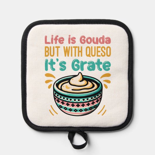 Grappige Kaas Gouda Queso Eten Grappenmakerij Pannenlap (Voorkant)
