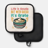 Grappige Kaas Gouda Queso Eten Grappenmakerij Pannenlap (Voorkant / Achterkant)