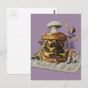 Grappige Kaasburger Paddenstoel Juichende Dame Col Briefkaart