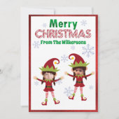 Grappige Kabouter Elfen Aangepaste Kinderfoto's Ke Feestdagenkaart (Voorkant)