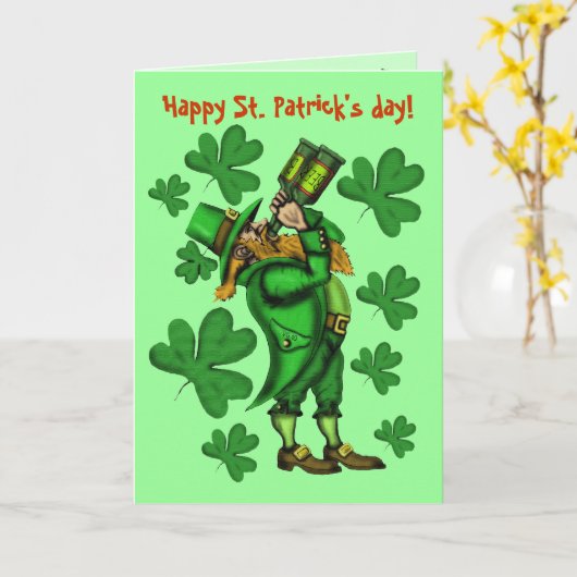 Grappige kabouter gelukkige St. Patrick dagkaart Kaart (Gele Bloem)
