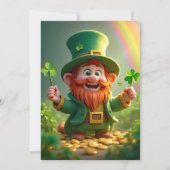 Grappige kabouter met shamrocks en gouden munten feestdagenkaart (Voorkant)