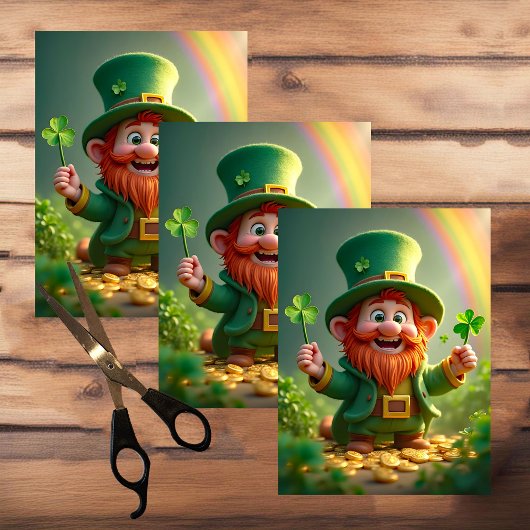 Grappige kabouter met shamrocks en gouden munten tissuepapier