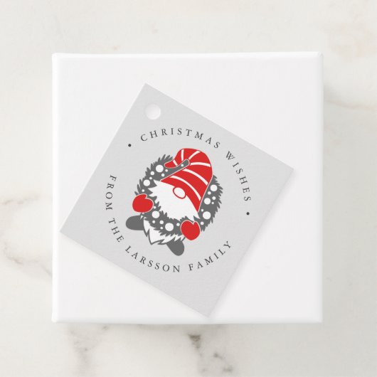 Grappige Kabouter met Slinger Feestelijke Kerstgri Bedankjes Labels (In situ)