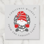 Grappige Kabouter met Slinger Feestelijke Kerstgri Bedankjes Labels (Achterkant)