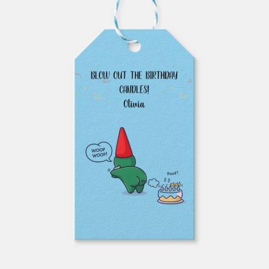 Grappige Kabouter Scheet Verjaardag Cadeau Label Cadeaulabel (Voorkant)
