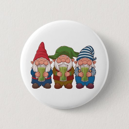 Grappige kabouters die een Matcha-drank vasthouden Ronde Button 5,7 Cm (Voorkant)