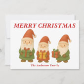 Grappige kabouters met kerstcadeaus feestdagenkaart (Voorkant)