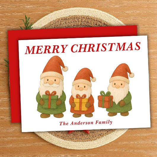 Grappige kabouters met kerstcadeaus feestdagenkaart