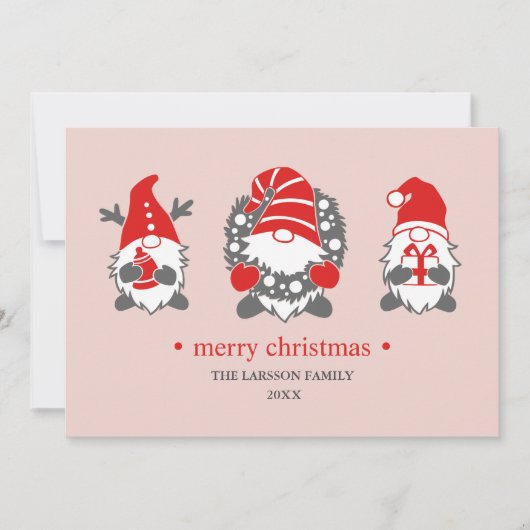 Grappige kabouters | Roze Kerst Feestdagen Foto Feestdagenkaart (Voorkant)