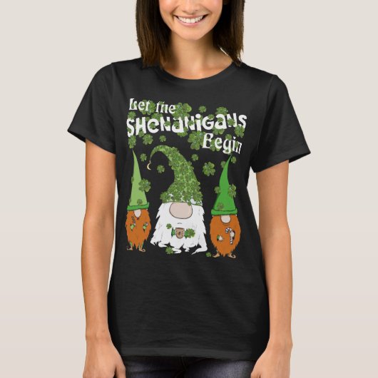 Grappige kabouters Shamrock laat Shenanigans begin T-shirt (Voorkant)