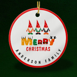 Grappige kabouters speelse lettertypen vrolijk ker keramisch ornament