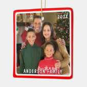 Grappige kabouters Vrolijke Kerstfoto Keramisch Ornament (Links)