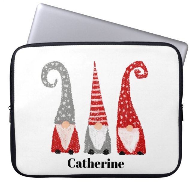 Grappige Kabouters Zweedse Kerst Aangepaste Naam Laptop Sleeve (Voorkant)