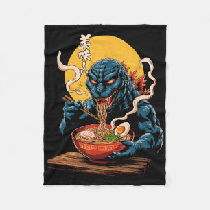 Grappige Kaiju Eten Ramen Japanse Monster Lover Bi Fleece Deken