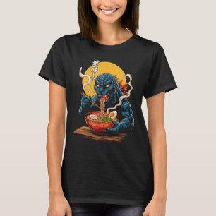 Grappige Kaiju Eten Ramen Japanse Monster Lover Bi T-shirt