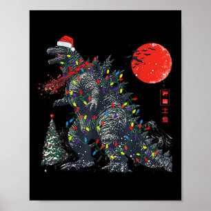 Grappige Kaiju Sinterklaas Kerstmis Monster Kerstv Poster